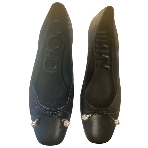 Jimmy Choo Elme Ballet Flats Black Bow Pearl Crystal Embellished US 8 EU 38.5 – - Picture 13 of 16